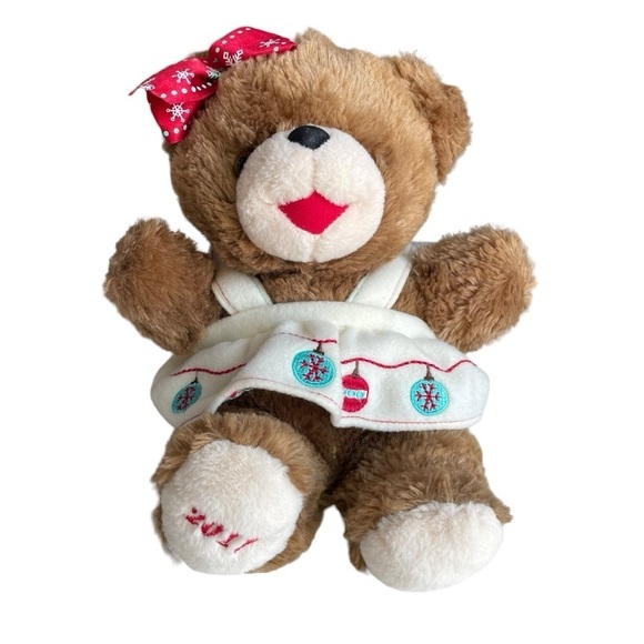 2017 DanDee Christmas Snowflake Teddy Bear Plush Stuffed Animal Toy Cream Dress - Picture 1 of 8